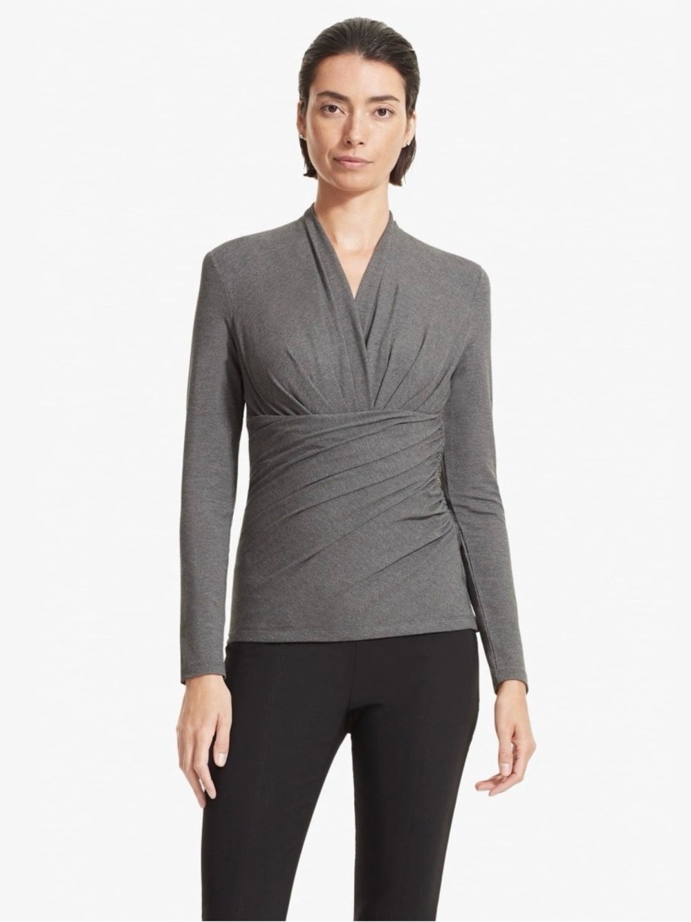 MM Lafleur Gray Long Sleeve Fey Top Size Small